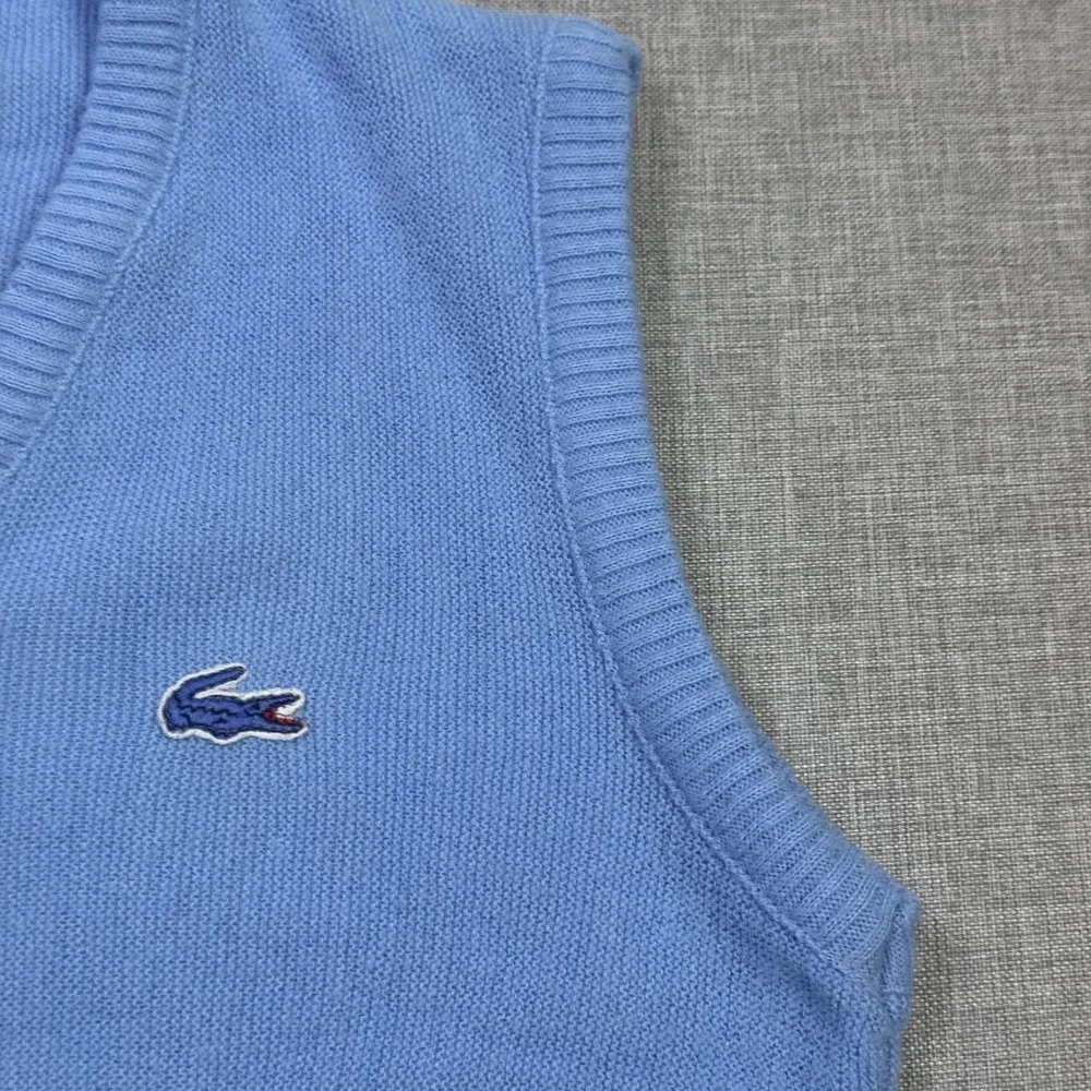 Izod Lacoste Vintage Orlon Acrylic V-Neck Sweater Vest Mens XS (34) Blue